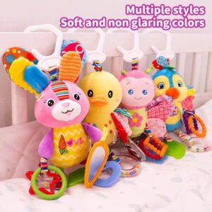 Baby Hanging Rattles Soft Toy Multifunctional Sensory Cartoon Animal Wind Chime Plush Toy