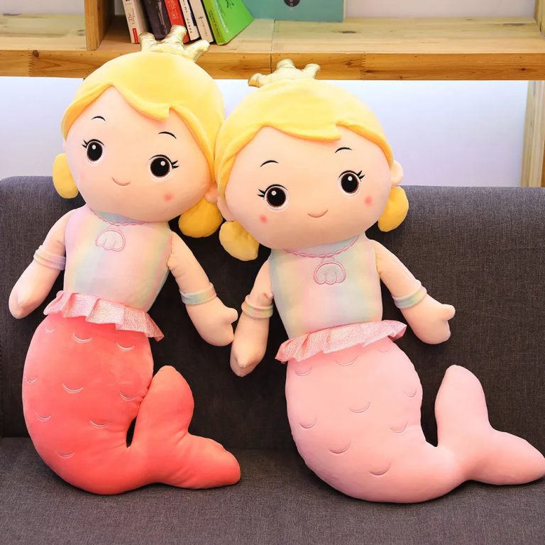 Golden Hair Mermaid Fish Plush Toy Stuffed Pink Purple Humanoid Doll