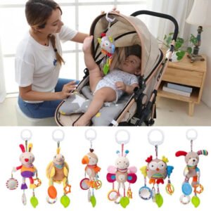 Newborn Baby Plush Stroller Toys Baby Rattles Mobiles Cartoon Animal Hanging Bell Educational Baby Toys