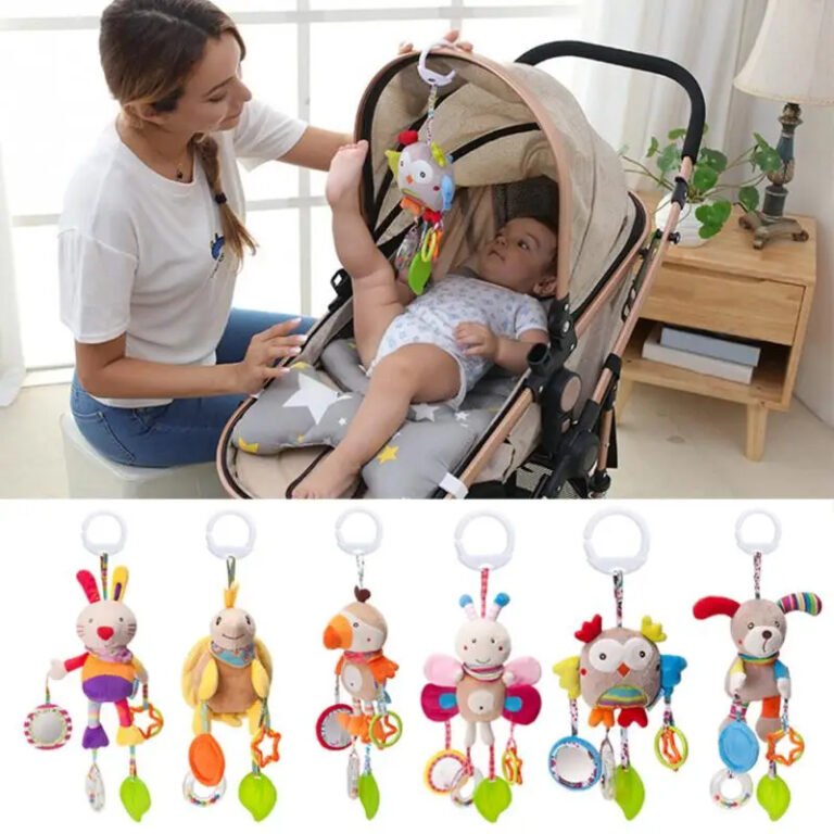 Newborn Baby Plush Stroller Toys Baby Rattles Mobiles Cartoon Animal Hanging Bell Educational Baby Toys