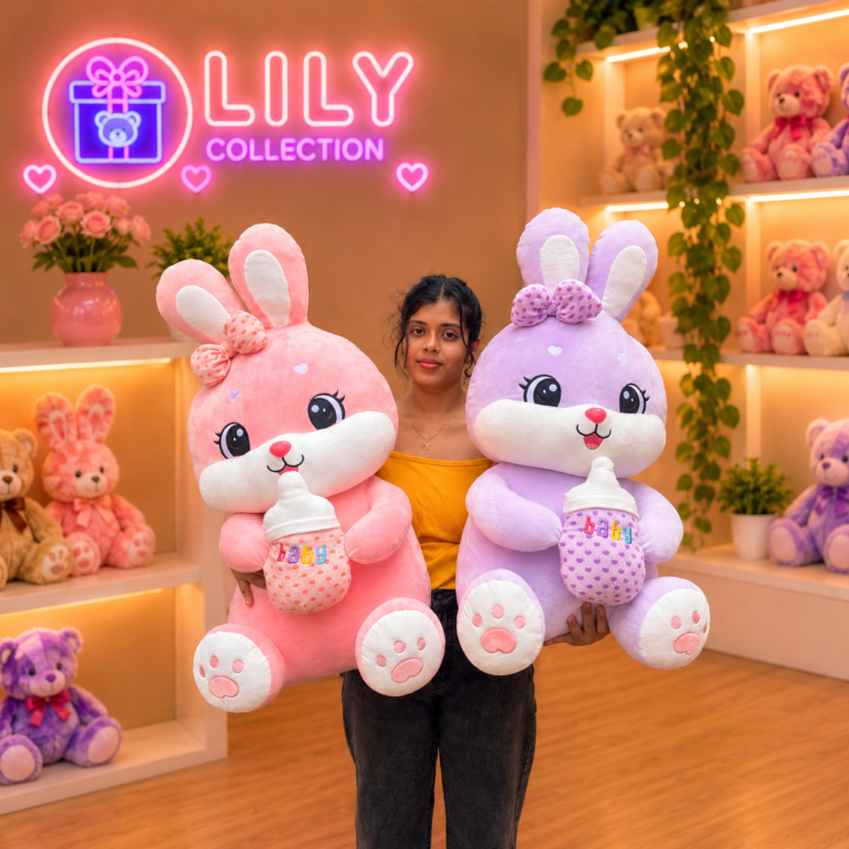 Free Delivery Giant Milk Bottle Bunny Plush Super Soft 80cm | Sri Lanka