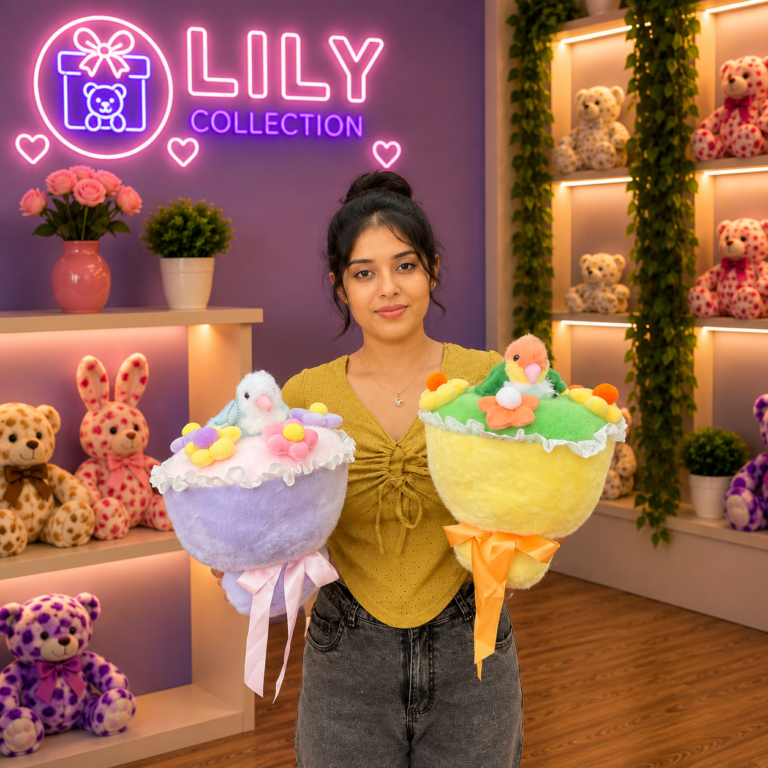 Free Delivry Bird with Flower Bouquet Plush – A Unique Surprise Gift | Sri Lanka