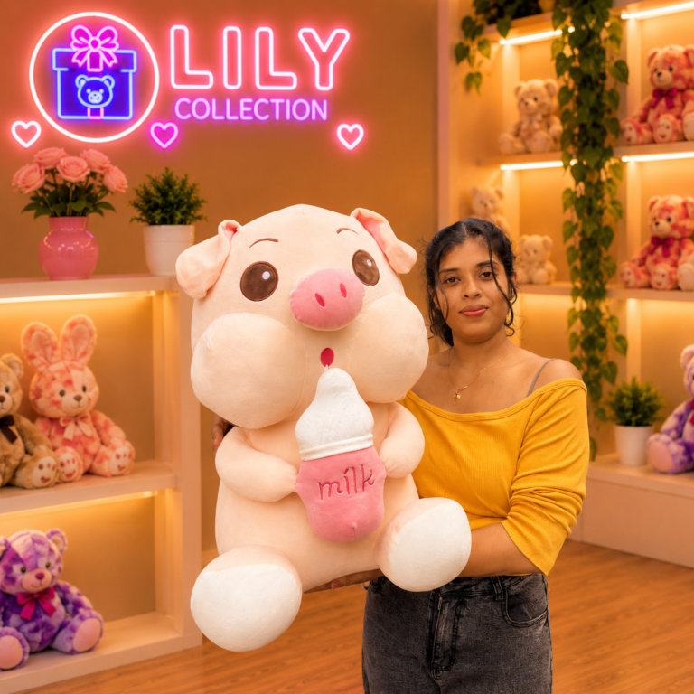 Free Delivery Milk Bottle Cute Piggy Plush 60cm Premium Quality | Sri Lanka