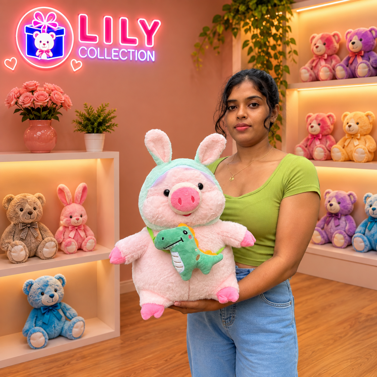 Free Delivery🐷 Cute Piggy with Dino toy 40cm | Sri Lanka 1 Free Delivery🐷 Cute Piggy with Dino toy 40cm | Sri Lanka