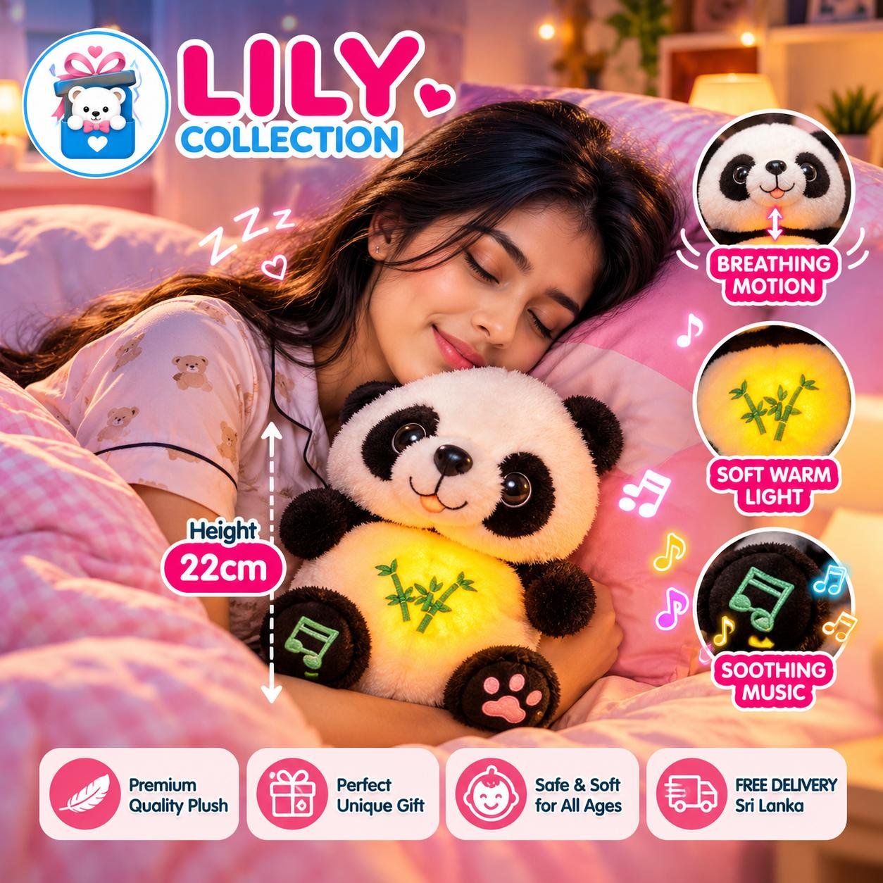 Free Delivery |🐼 Panda Breathing & Soothing Music Plush 22cm | Sri Lanka 2 Free Delivery |🐼 Panda Breathing & Soothing Music Plush 22cm | Sri Lanka - Image 2