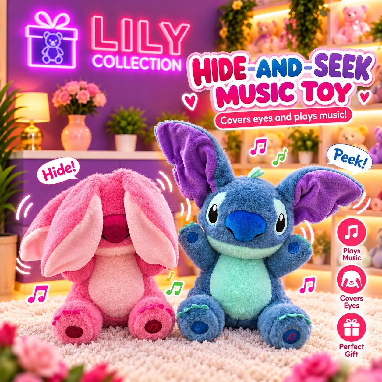 Free Delivery |💙 Stitch Hide-and-Seek Music Plush Toy | Sri Lanka 2 Free Delivery |💙 Stitch Hide-and-Seek Music Plush Toy | Sri Lanka - Image 2